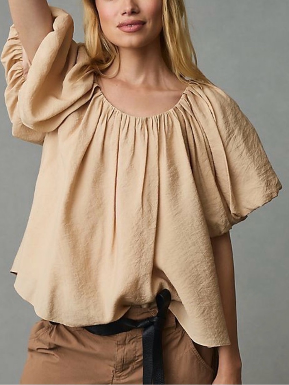 Endless Rose - Beige Puff-Sleeve Blouse (size: XS) *NWOT*